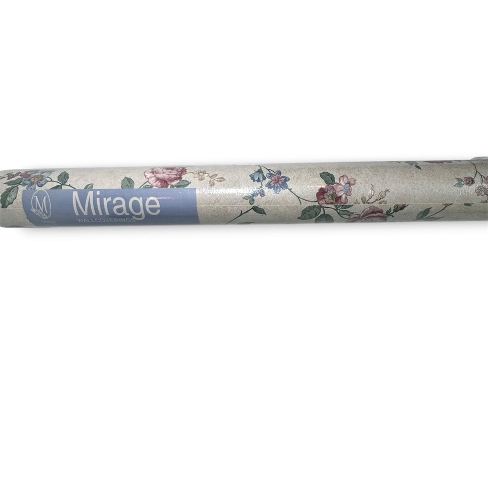 Vtg Mirage Brewster Floral Wallpaper Roll Rose Cottage Core BR 38424 Iridescent